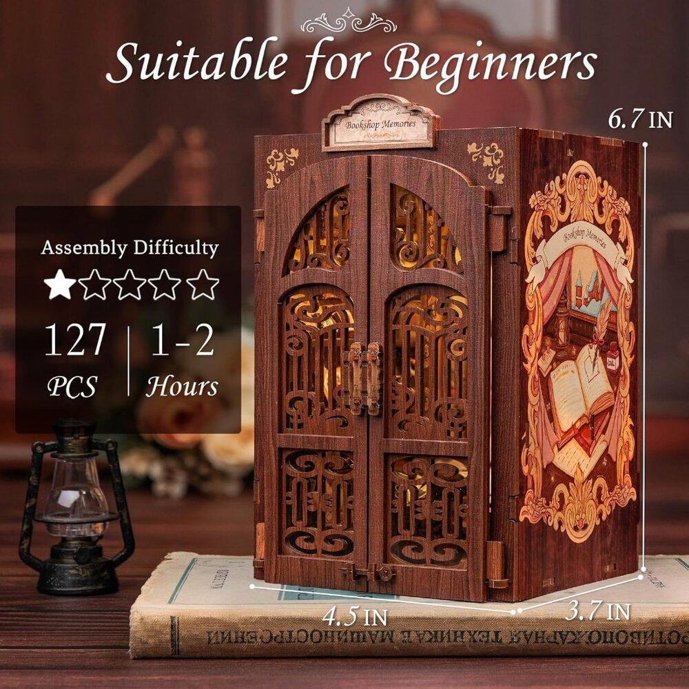 Book Nook Kit - DIY Miniature House Dollhouse Kit for Adult and Teens, Booknook - Picture 5 of 9